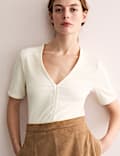 Cotton Modal Blend Jersey V-Neck Top