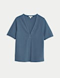 Cotton Modal Blend Jersey V-Neck Top