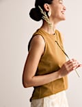 Cotton Modal Blend Shell Top with Stretch