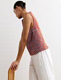 Pure Cotton Striped Ribbed Vest Top