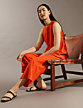 Pure Linen Wide Leg Cropped Trousers