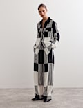 Pantalon large à motif géométrique avec cordon
