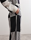Geometric Drawstring Wide Leg Trousers