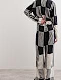 Geometric Drawstring Wide Leg Trousers