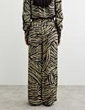 Jacquard Printed Elasticated Waist Wide Leg Trousers