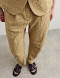 Cotton Rich Checked Barrel Leg Trousers