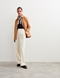 Pure Wool Crepe Wide Leg Trousers