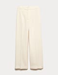 Pure Wool Crepe Wide Leg Trousers