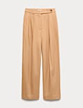 Twill Pleat Front Straight Leg Trousers