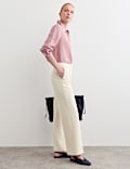 Pure Wool Crepe Wide Leg Trousers