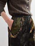 Jaquard Elasticated Waist Wide Leg Trousers