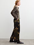 Jaquard Elasticated Waist Wide Leg Trousers