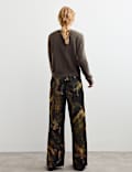 Jaquard Elasticated Waist Wide Leg Trousers