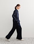 Pantalon large &agrave; motif jacquard