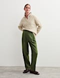 Wool Rich Flannel Tapered Trousers