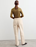 Cotton With Linen Cord Straight Leg Trousers