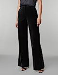 Velvet Tuxedo Wide Leg Trousers