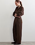 Wool Rich Pinstripe Tapered Trousers