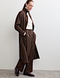 Wool Rich Pinstripe Tapered Trousers