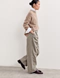 Italian Wool Rich Pleat Front Wide Leg Trousers