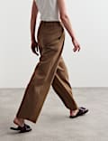 Wool Rich Pleat Front Wide Leg Trousers