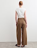 Wool Rich Pleat Front Wide Leg Trousers