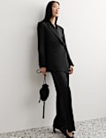 Pure Wool Satin Trim Tuxedo Straight Leg Trousers