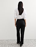 Pure Wool Satin Trim Tuxedo Straight Leg Trousers