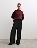 Embroidered Wide Leg Trousers
