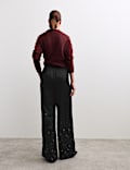 Embroidered Wide Leg Trousers