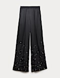 Embroidered Wide Leg Trousers