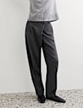 Pantalon coupe fusel&eacute;e portefeuille en flanelle de laine