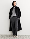Pantalon coupe fusel&eacute;e portefeuille en flanelle de laine