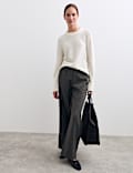Cotton Blend Jersey Straight Leg Trousers with Wool
