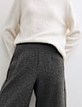 Cotton Blend Jersey Straight Leg Trousers with Wool