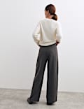 Cotton Blend Jersey Straight Leg Trousers with Wool