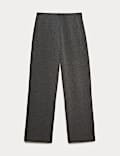 Cotton Blend Jersey Straight Leg Trousers with Wool