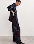 Pantalon coupe large à motif jacquard