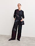 Pantalon coupe large à motif jacquard