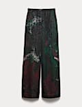 Pantalon coupe large à motif jacquard