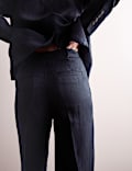 Pure Linen Pleat Front Tapered Trousers