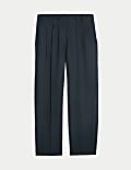 Pure Linen Pleat Front Tapered Trousers