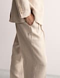 Pure Linen Pleat Front Tapered Trousers