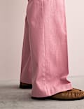Cotton Rich Wide Leg Trousers with Linen