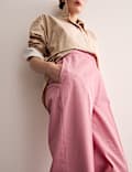Cotton Rich Wide Leg Trousers with Linen
