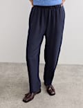 Lyocell Rich Elasticated Waist Tapered Trousers
