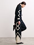 Geometric Jacquard Wide Leg Trousers