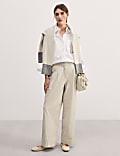 Cotton Rich Pleat Front Wide Leg Chinos