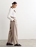 Wool Rich High Waisted Straight Leg Trousers