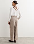 Wool Rich High Waisted Straight Leg Trousers